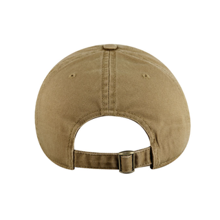 light brown low profile hat with dark brown jackson kayak leather patch logo, back