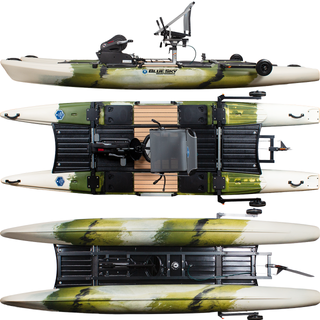 Blue Sky Boatworks Angler - Top, Bottom & Side Views, pictured in Forest (olive, tan, black) 2026