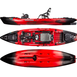 2026 Coosa FD Black Widow Top, Bottom & Profile - Red Kayak with black tips