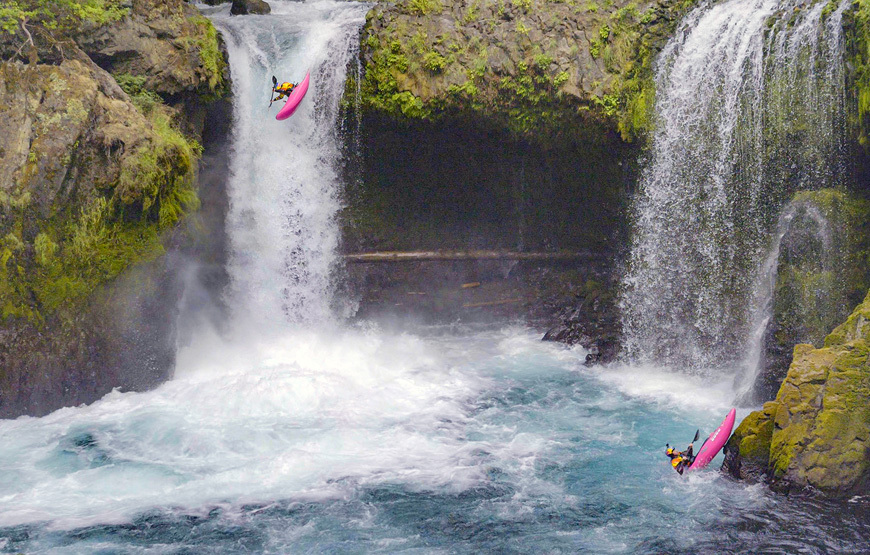 compilation of waterfalls and river runner in a jackson kayak clutch.