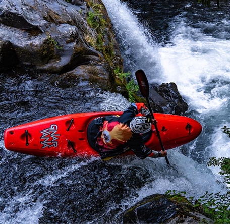 Paddler in whitewater in the jackson kayak gnarvana