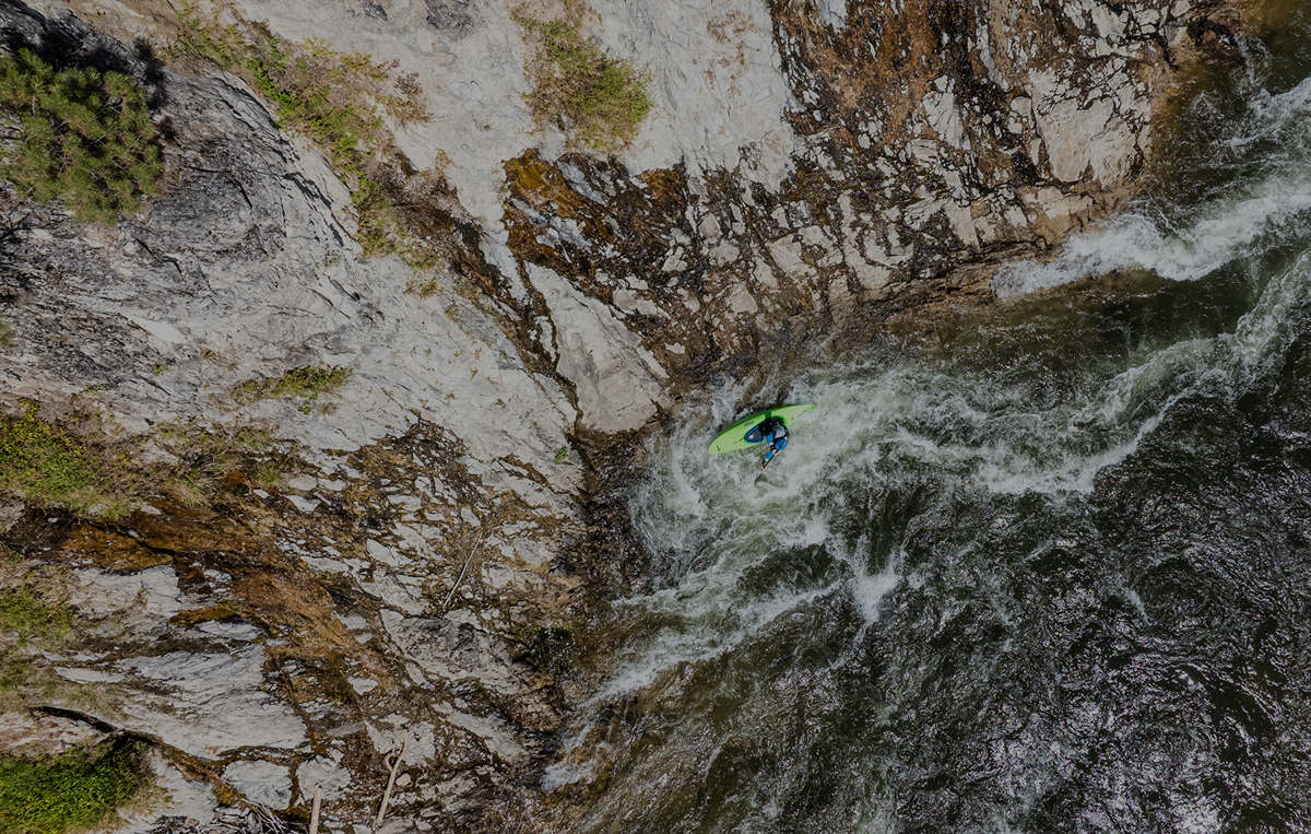 overhead view of a river runner in a jackson kayak antix.